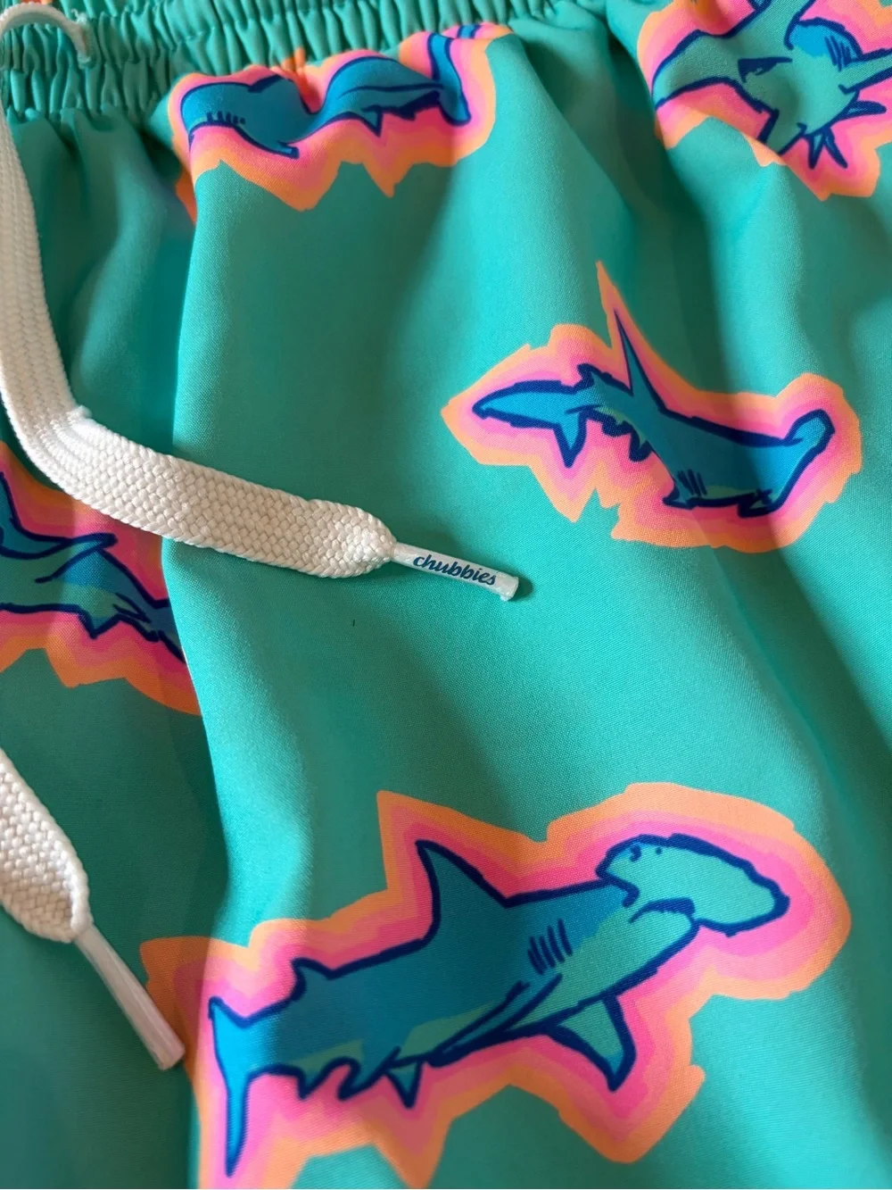 Chubbies Swimming Shorts Men’s Small Shark Water Teal Trunks 5.5 inch inseam